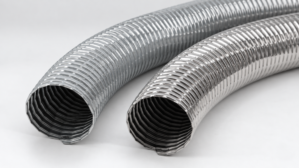 Galvanized and stainless steel profile-wound metal hoses for industrial applications